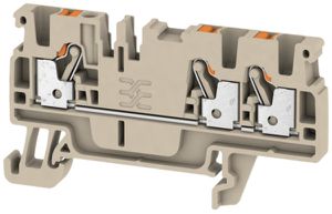 Durchgangs-Reihenklemme Weidmüller A3C PUSH IN 2.5mm² 3 Anschlüsse TS35 beige