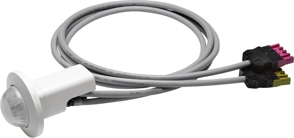 EB-Präsenzmelder Niko P48LR 360° Master DALI 32…37m IP20 mit 2×Kabel weiss