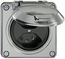 Steckdose ELEMENT 2×Typ 23 16A 250V IP20 mit Klappdeckel aluminium