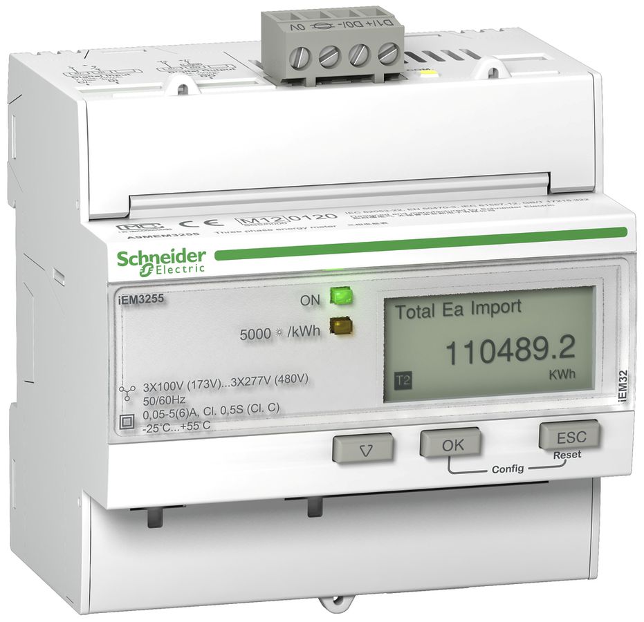 Compteur d'énergie AMD Schneider Electric iEM3255 MID 3P+N TC Modbus imp./export