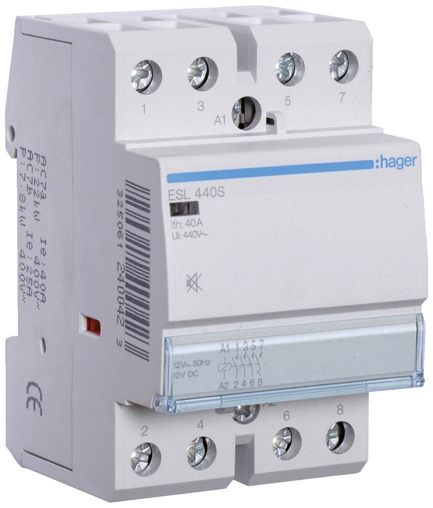 REG-Schütz Hager 12VAC 4 Schliesser 40A brummfrei 3TE