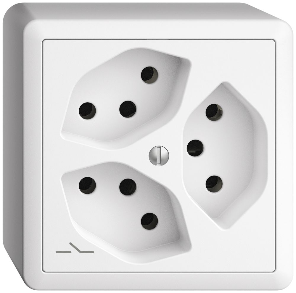 AP-Steckdose EDIZIOdue 3×T13 1×S weiss mit Shutter