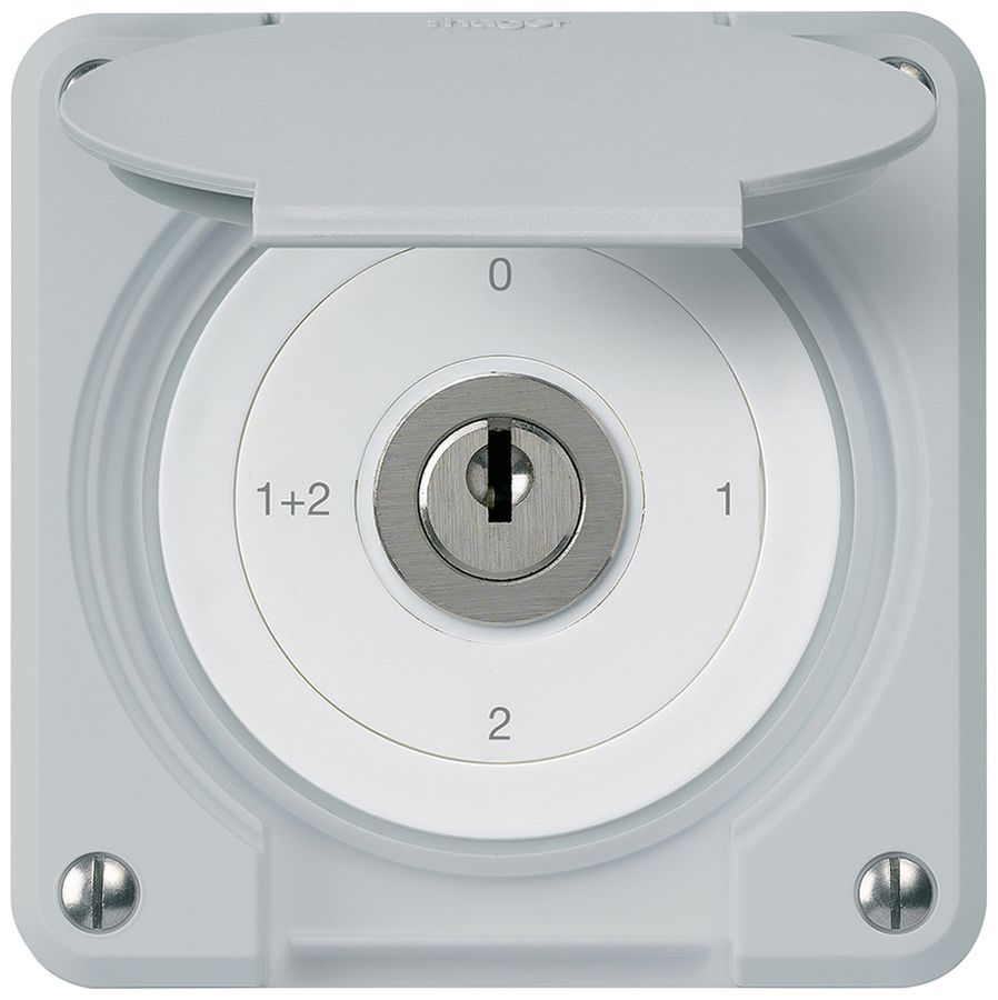 UP-Schlüsselschalter robusto IP55 mit Klappdeckel S1/1P grau