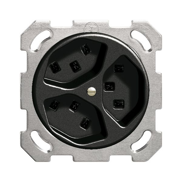 UP-Steckdose 3×T23 16A schwarz, FH, mit Steckklemmen