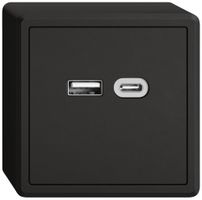 AP-USB-Ladesteckdose EDIZIO.liv SNAPFIX® 230VAC 18W 1×USB Typ A 1×USB Typ C sz