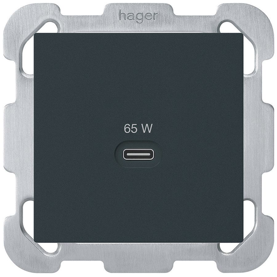 Prise de charge USB ENC Hager kallysto type C 65W 3250mA noir