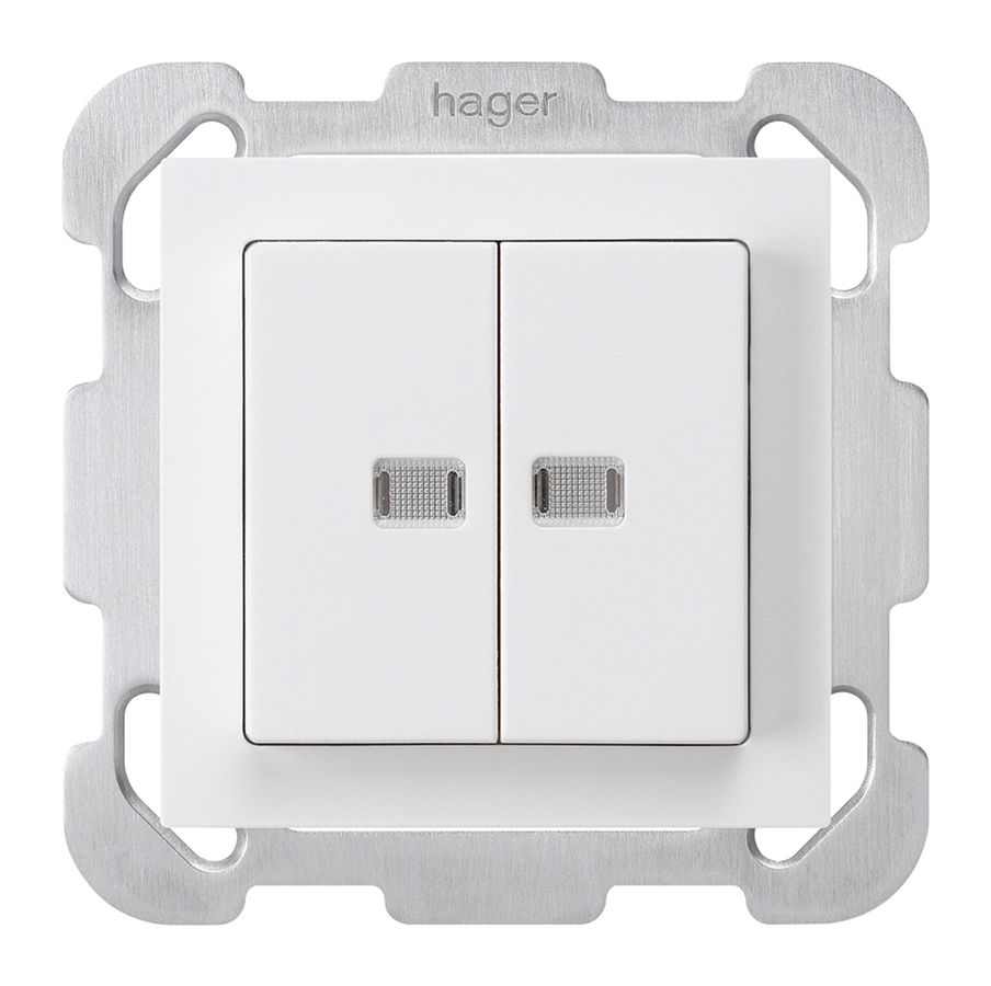 UP-Leuchttaster kallysto 2×A-R/1P mit 2 Linsen weiss mit Befestigungsplatte