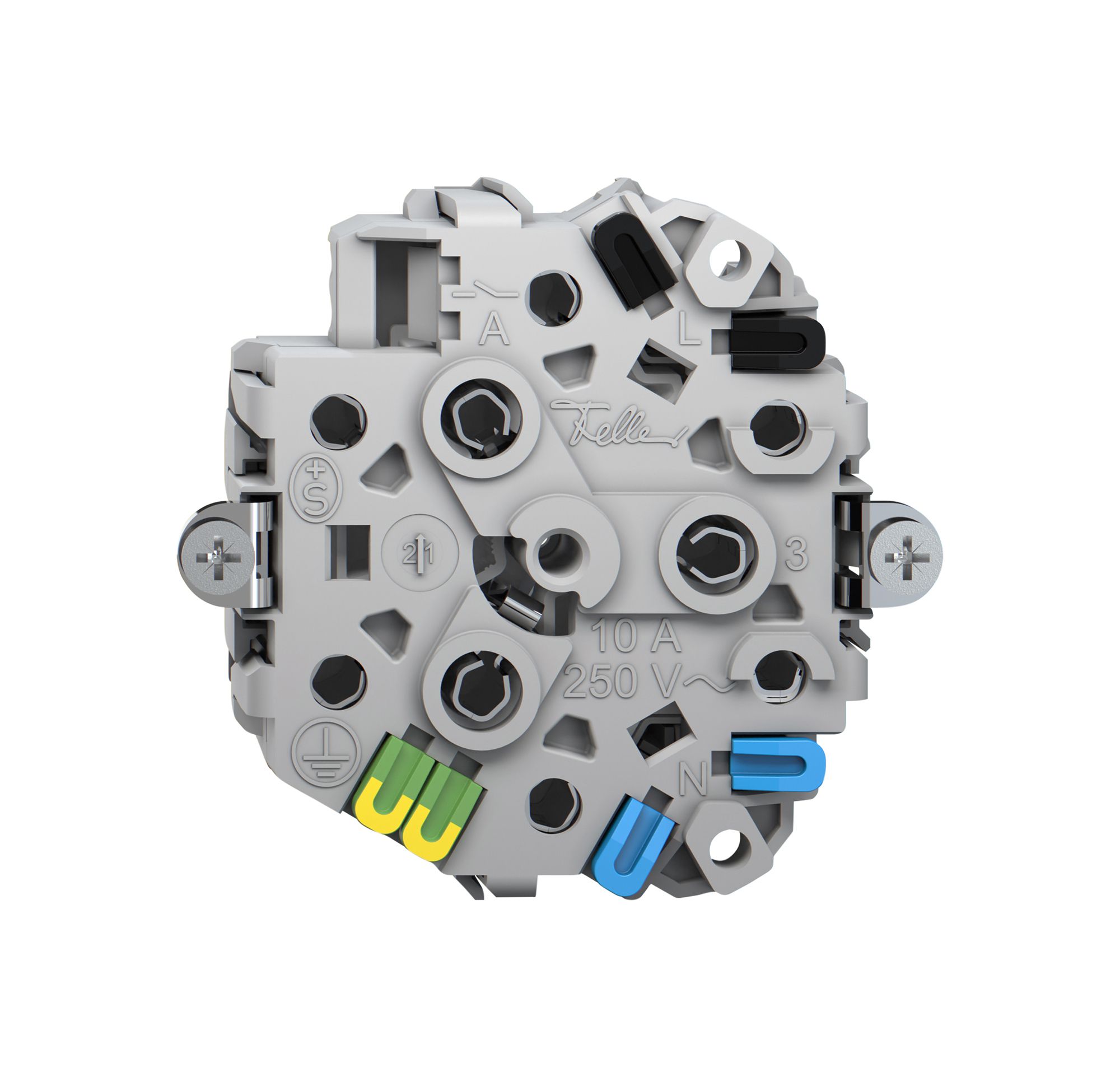 Steckdose Feller 3×T13 10A 250V 21mm grau IP20