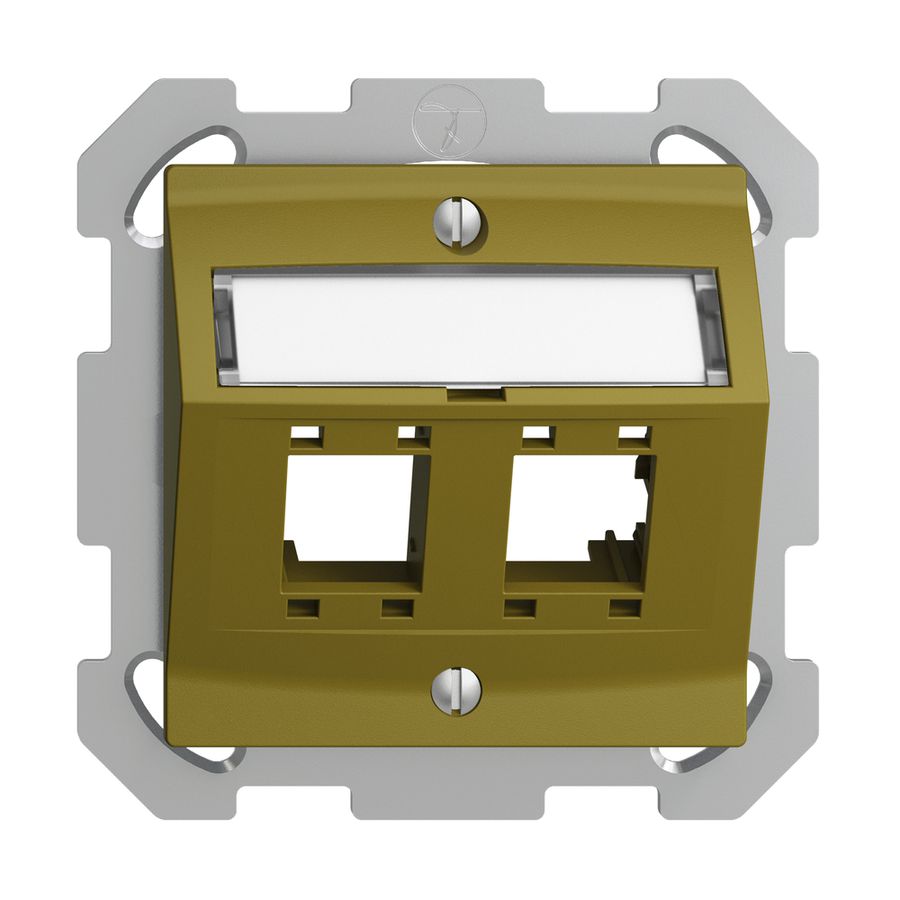 Kit de montage ENC EDIZIOdue, avec capot de sortie oblique, pour 2×RJ45, olive