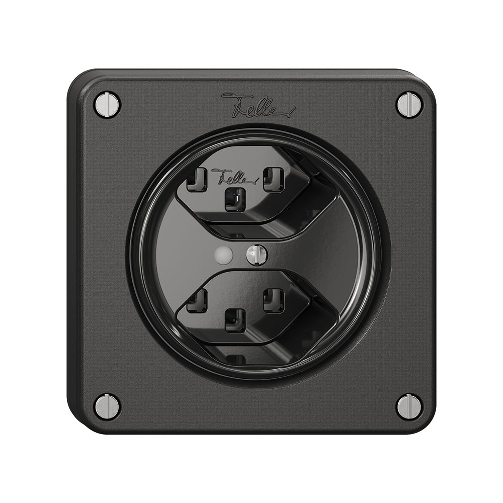 Steckdose NEVO, 2×T23, m.LED, schwarz