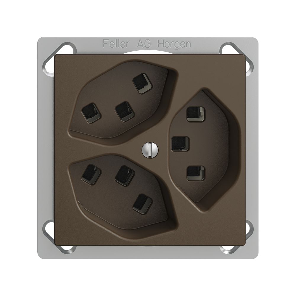 EB-Steckdose 3×T23 16A EDIZIOdue coffee, mit Steckklemmen