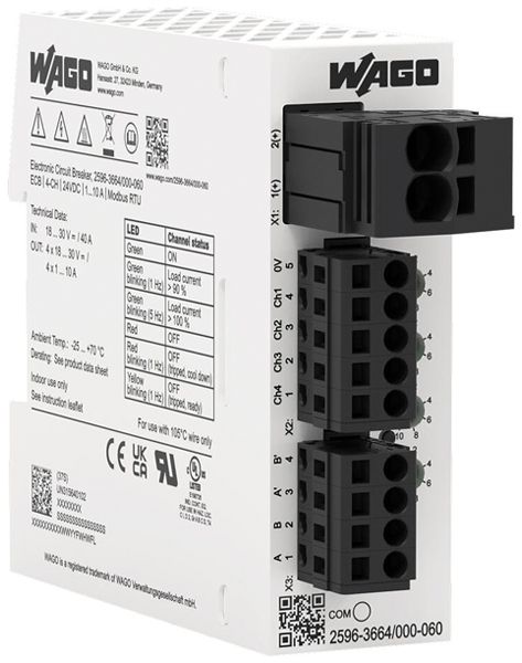 Disjoncteur électronique WAGO Modbus RTU 1…10A 4 canaux