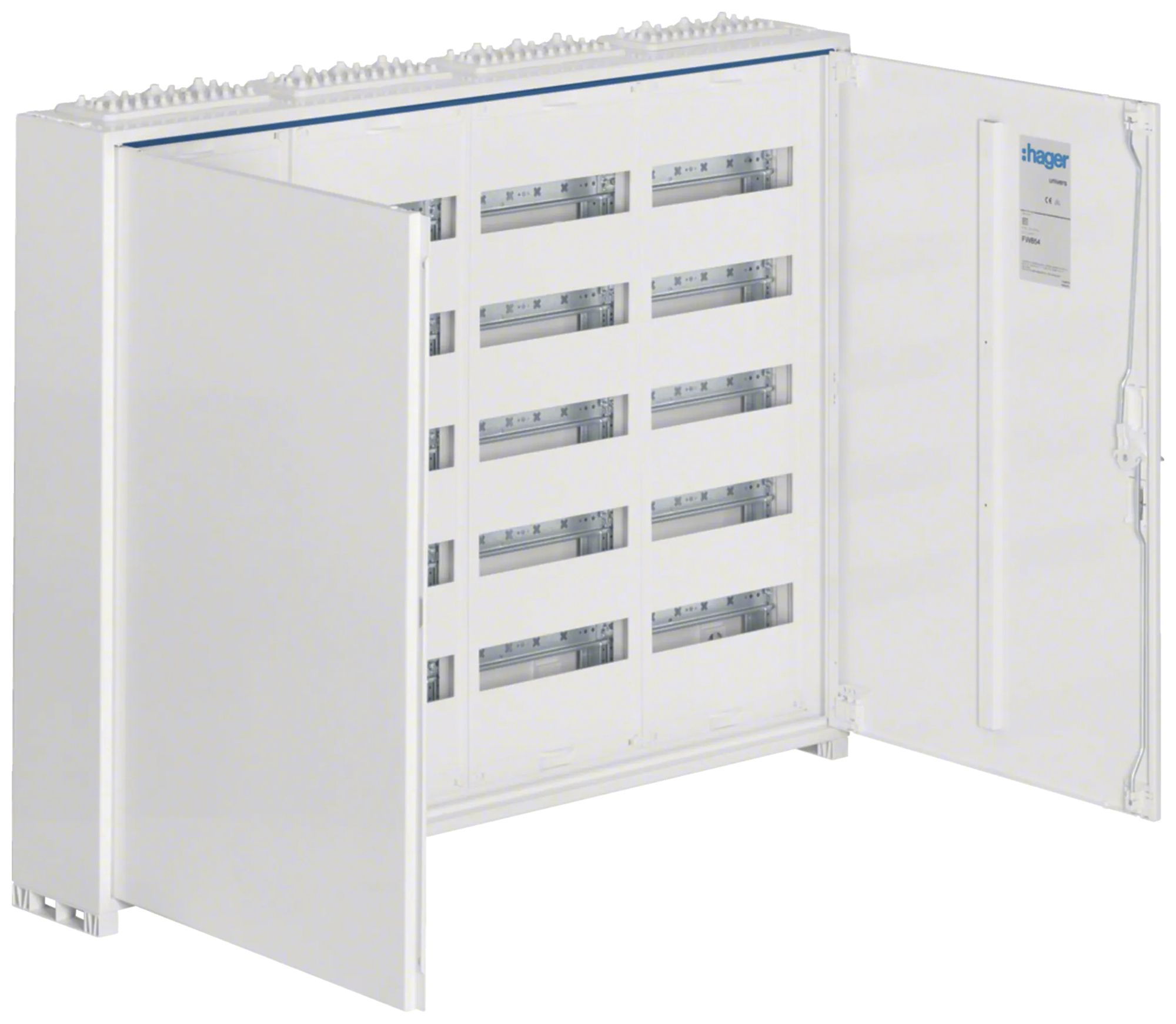 Distributeur AP Hager univers 5 rangées 240UM porte IP44 1050×800×160mm