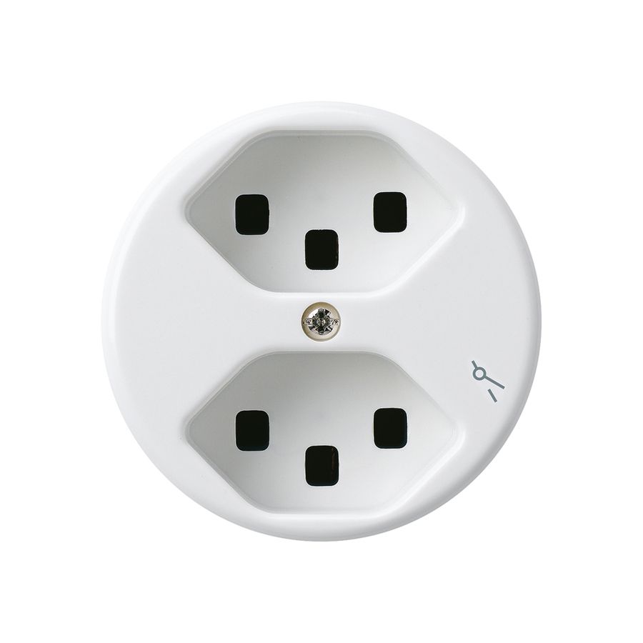 Steckdose Hager basico 2×Typ 23 1×S A weiss