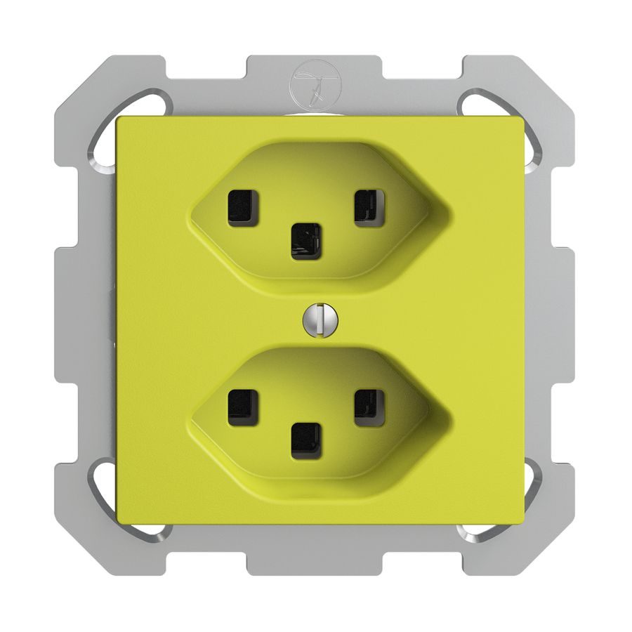 UP-Steckdose 2×T23 16A EDIZIOdue lemon, mit Steckklemmen