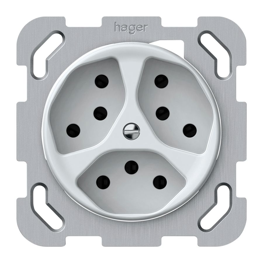 Presa INC origin 3×tipo 13 10A 230V 77×77mm bianco