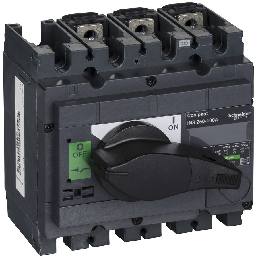 Interupteur de charge Schneider Electric INS 3L 100A avec poignée rotative noir