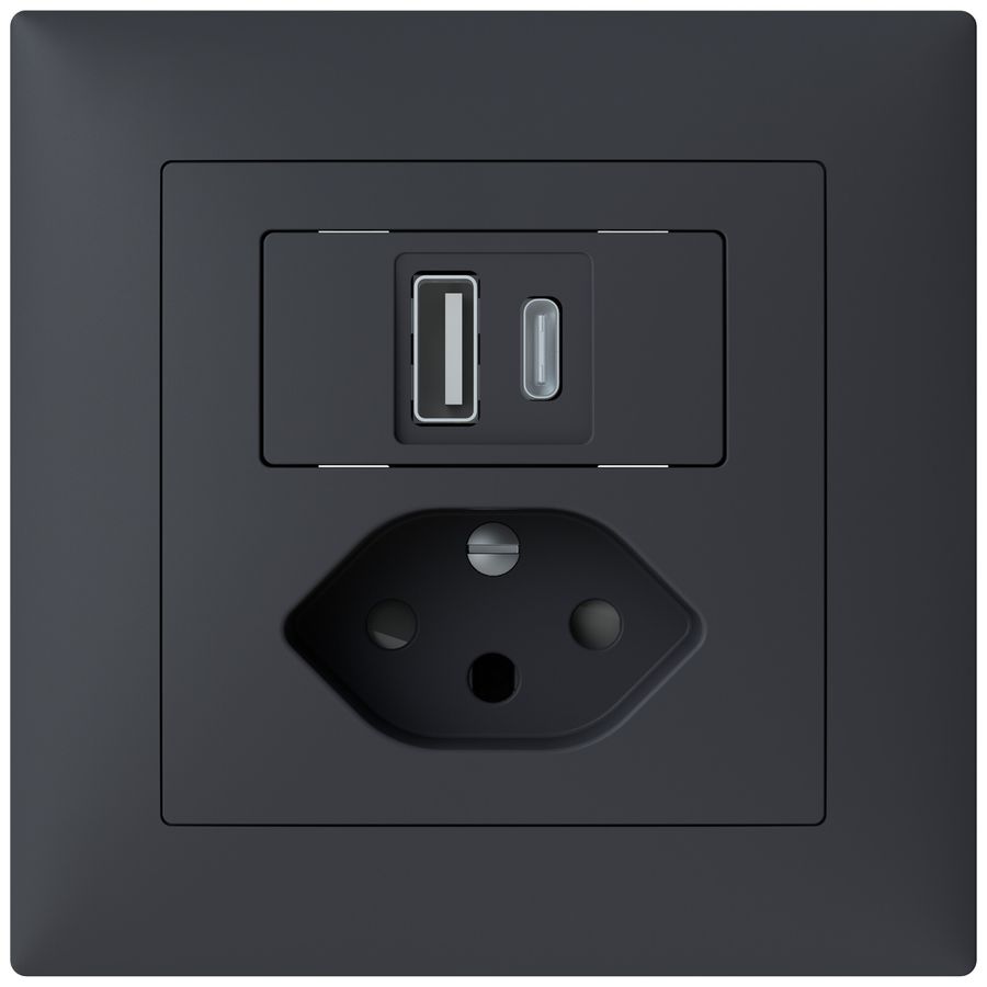 UP-USB-Ladesteckdose ABB Sidus 1×USB-A 1×USB-C + T13 3000mA OUT:5V an