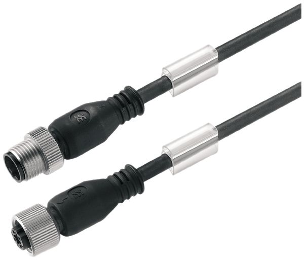 Kabel Weidmüller SAIL M12/M12 4L 1.2m Stift/Buchse gerade PUR schwarz, A