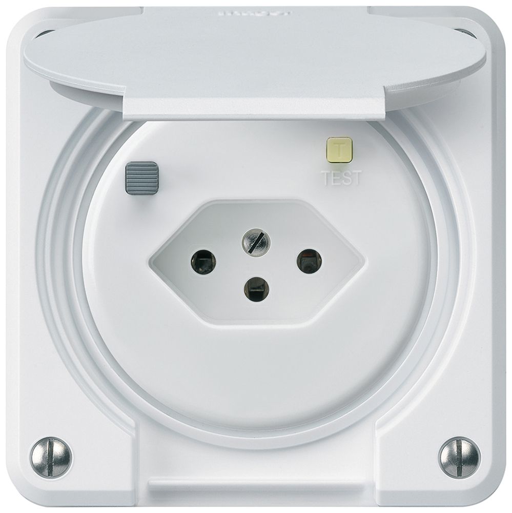 FI-Steckdose robusto A T13 30mA weiss, mit Shutter