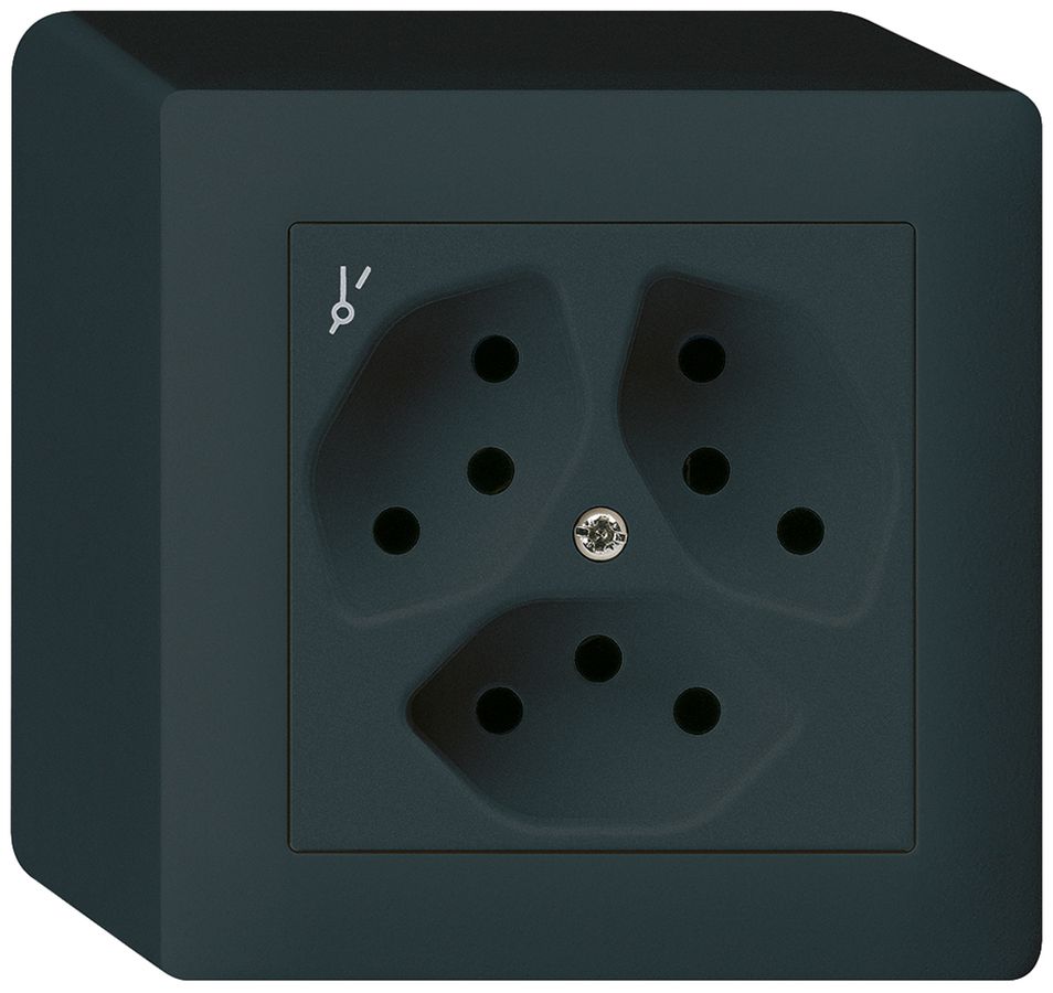 AP-Steckdose kallysto 3×T13/1 schwarz mit Kinderschutz