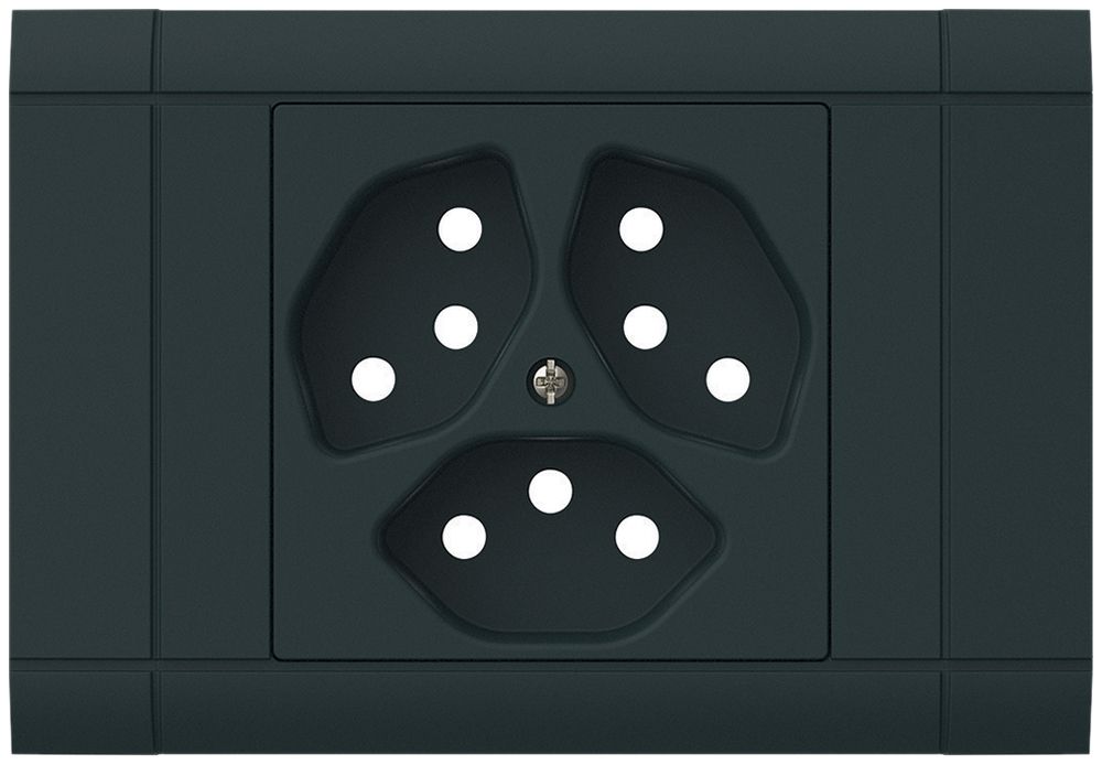 EB-Frontset kallysto für Einbausteckdose 3×Typ 13 Abdeckrahmen steckbar schwarz