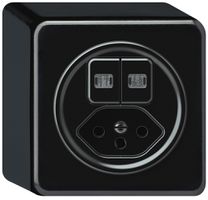 Combinaison AP origin 2×touches 2×lum.2CO+T13 1P 0<1 10A 230V 88×88×54mm noir