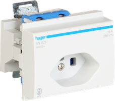 Prise INC Hager type 23 pour montage DIN avec bornes à vis gris