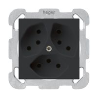 Presa INC kallysto 3×T13 nero con piastra di fissaggio