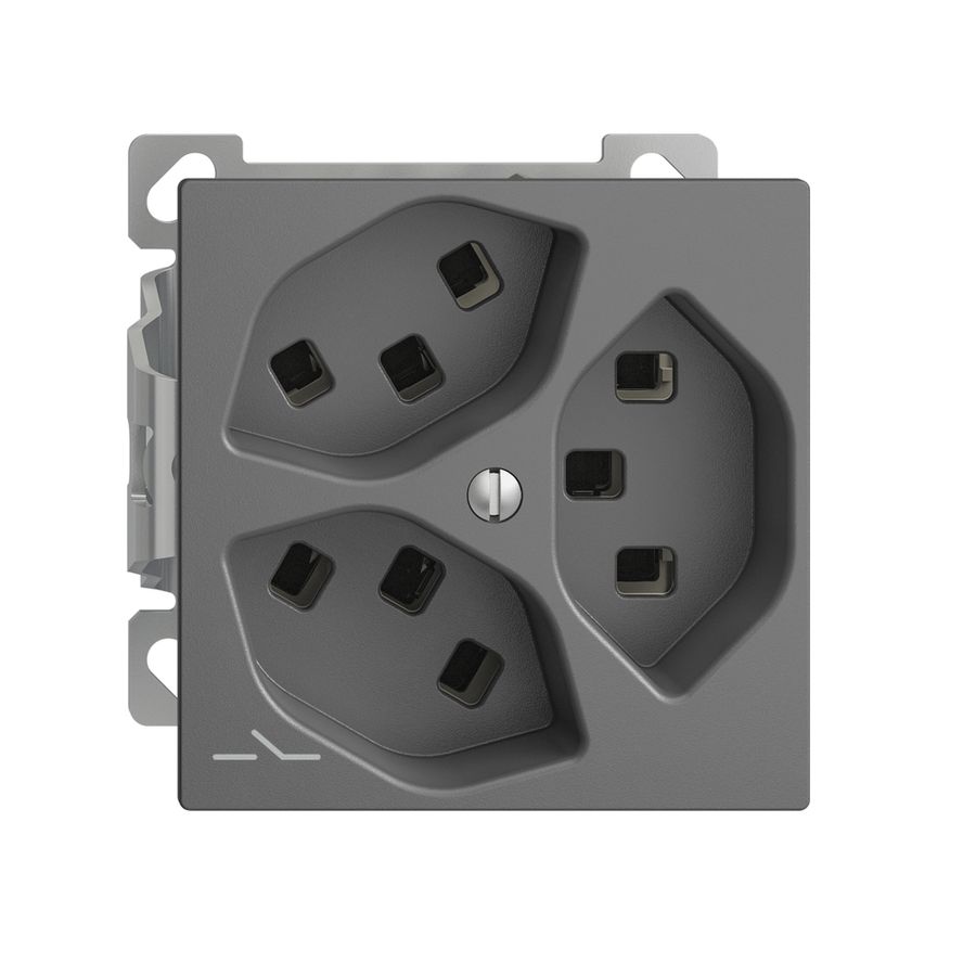 AP-Steckdose 3×T23 Feller EDIZIOdue FXCO54, 1×getrennt, Steckklemmen, dunkelgrau