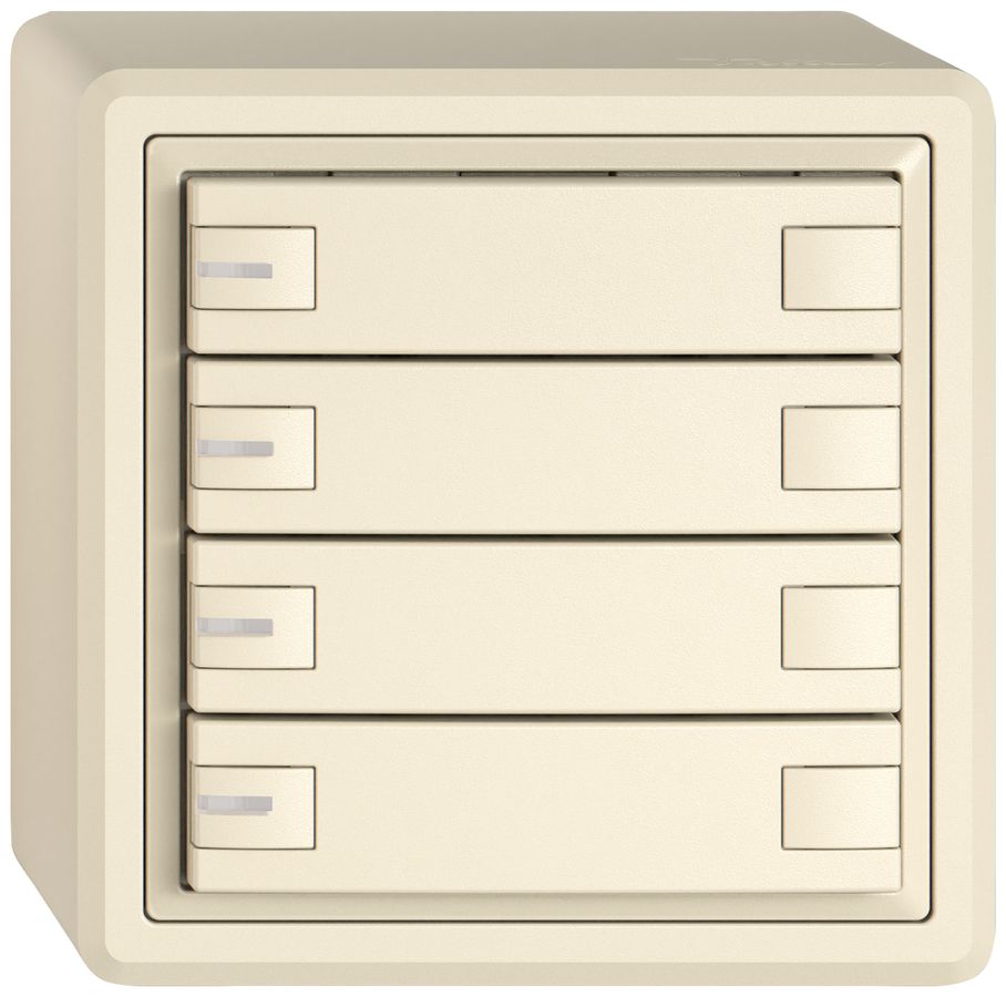 Poussoir KNX RGB AP EDIZIO.liv SNAPFIX® capteur temp.RGB-LED 4× comm.2T cr