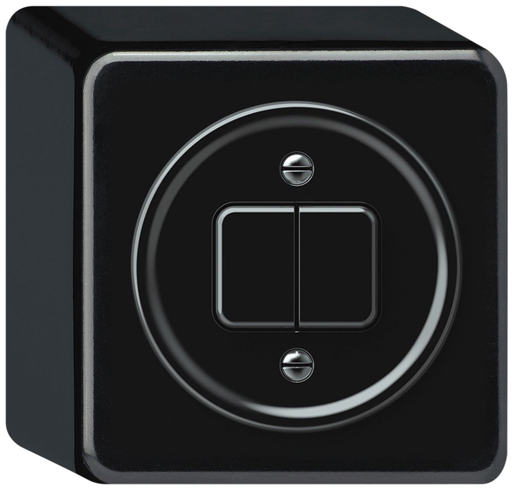 Poussoir AP origin 2×touches 2CO 1P 0<1 10A 230V 88×88×54mm noir