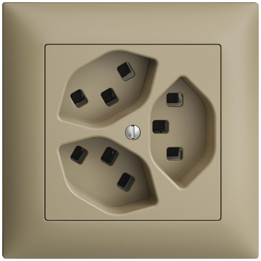 UP-Steckdose 3×T23 16A EDIZIOdue sand, mit Steckklemmen