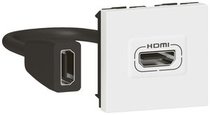 HDMI-Steckdose MOS vorkonfektioniert 2 Module weiss