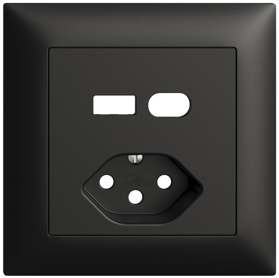 UP-Montageset Feller EDIZIOdue für Steckdose USB Typ A+C + Typ 13 schwarz