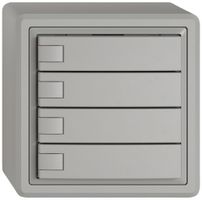 Poussoir universel AP EDIZIO.liv UNI SNAPFIX® 12…48V s.LED 4× comm.1T grc