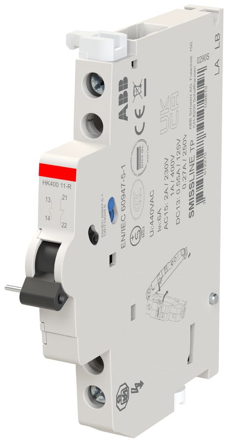 Contact auxiliaire ABB SMISSLINE TP HK40011-R, 1F+1O, 6A/230V, à droite