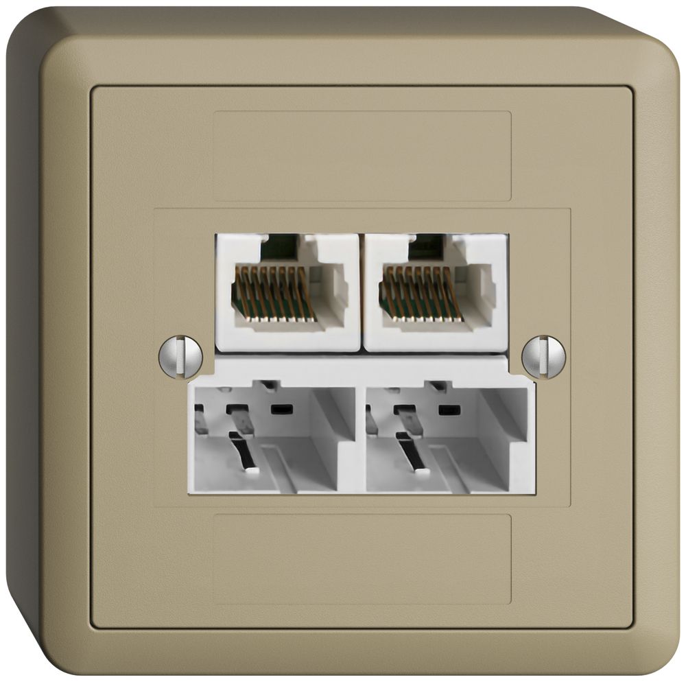 AP-Dose SOHO 2×TT/2×RJ45/u sand getr.ITplus EDIZIOdue