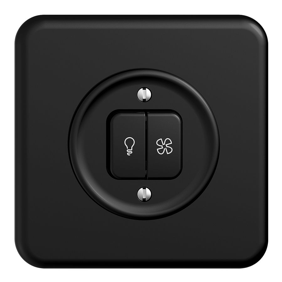 UP-Schalter für Licht+Ventilat. STANDARDdue schwarz, KS, LED gelb