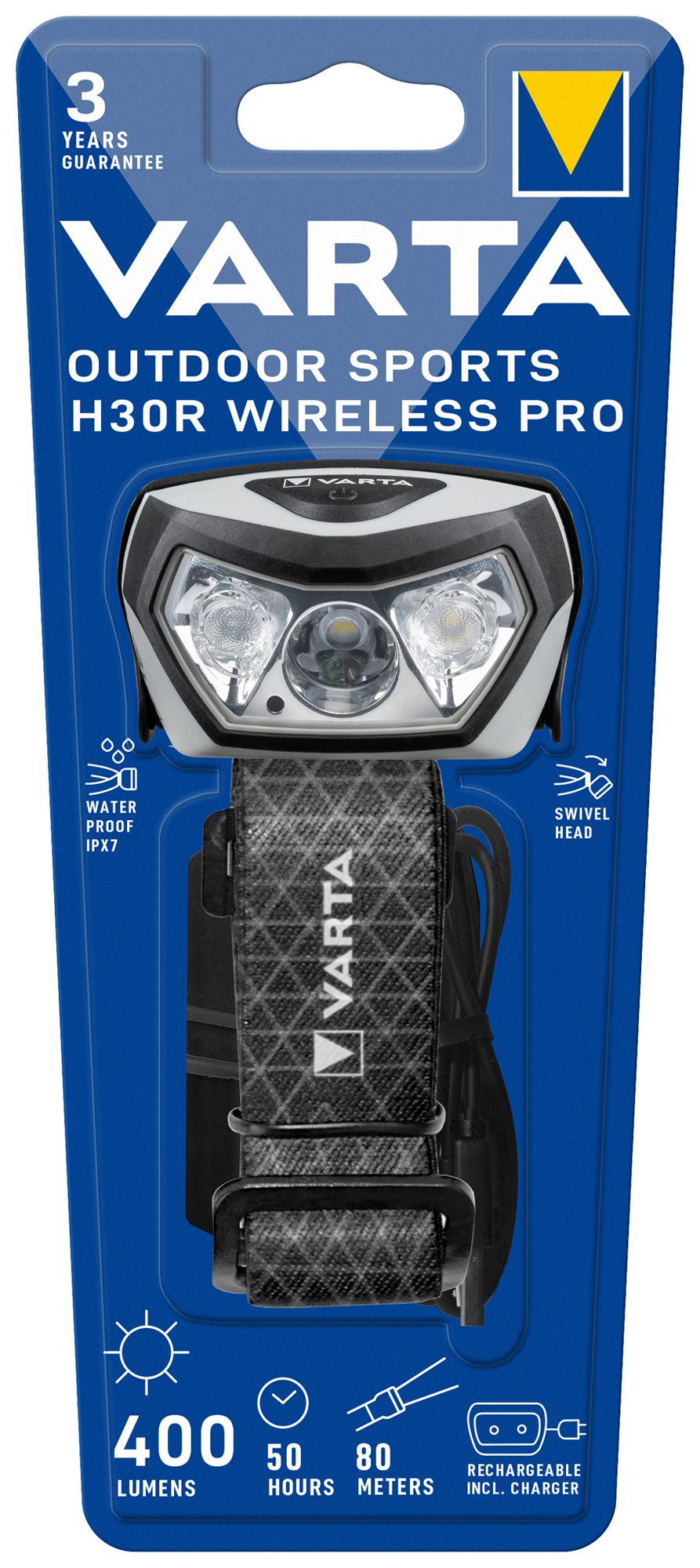 Lampada frontale LED VARTA Outdoor Sports H30R 400lm con batteria