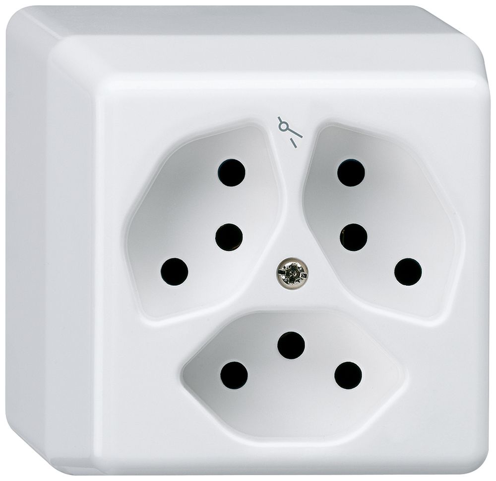 AP-Steckdose basico 3×Typ 13S weiss