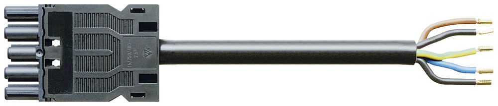 Anschlussleitung Wieland GST18i5 5×2.5mm² 400V 20A 5m schwarz Buchse, Cca