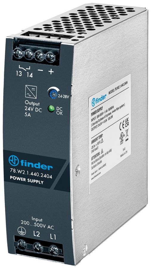EB-Schaltnetzgerät FINDER 78.W2 200…500VAC 282…705VDC 24V 5A 120W