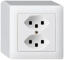 AP-Steckdose kallysto 2×T23 weiss mit Steckklemmen