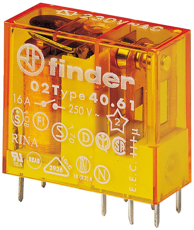 Relais Finder 40.61 12VAC 1CO 16A/250VAC AgSnO2 RTII 80Ω