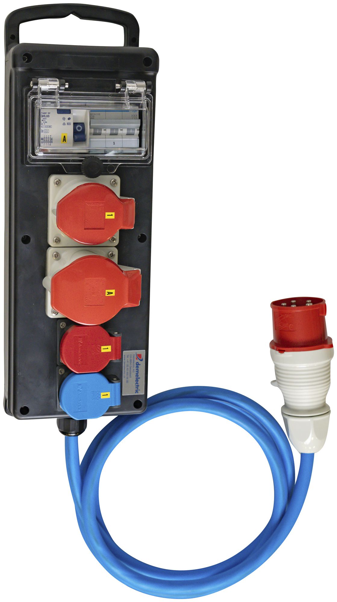 Stromverteiler DEM DB31962 32A 1×LS 1×FI 1×T23 1×T25 2×16A 2×32A 3m Stecker 32A