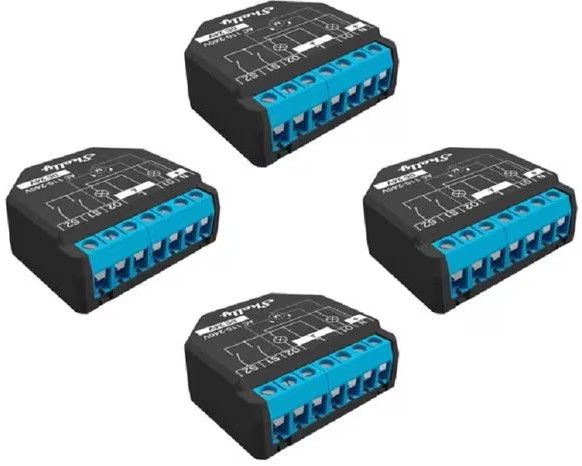Shelly Plus 2PM WiFi-Switch 4er Pack WLAN Schalt-Messaktor, 2x10 A, Bluetooth