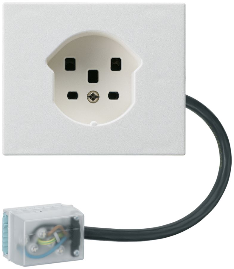 FLF-Steckdose HA Typ 25 mit Steckklemmen mit Flachkabel-Adapter Power weiss