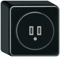 Presa di carica USB AP Hager basico C-C 20W 5V 86×86mm nero