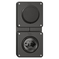 NUPU-Kombination NEVO, Druckschalter Schema 3/1L + Steckdose Typ 13, schwarz